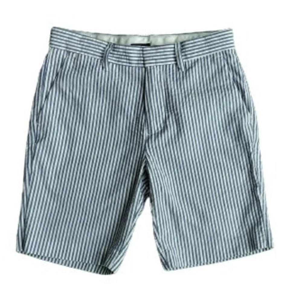 Boys 6 Crewcuts Seersucker Navy Blue & white striped 100% cotton shorts